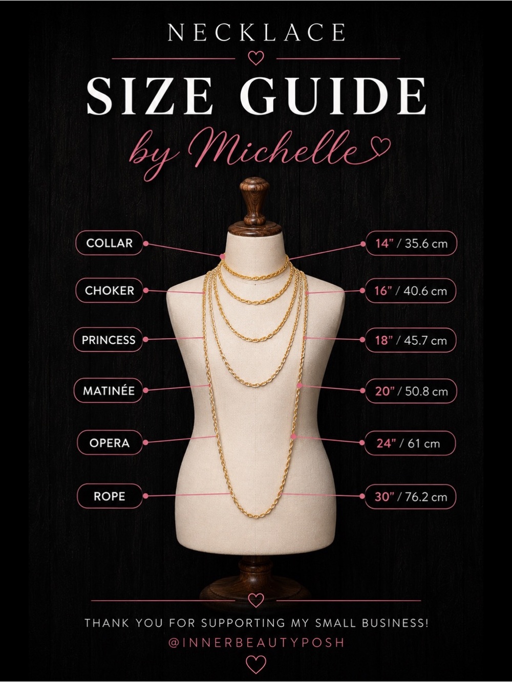π€ Necklace Size Guide π€ - Picture 1 of 3